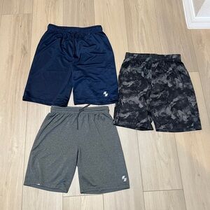 Teens Athletic Shorts 3-Pack - Navy, Black Camo, Gray